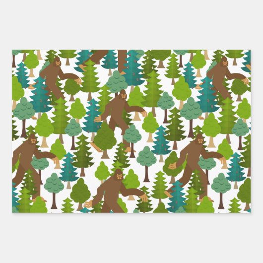 Bigfoot op de Losse Leuke Cartoon Sasquatch Inpakpapier Vel (Voorkant)