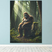 Bigfoot op de wc in het Bos Canvas Afdruk (Insitu (Houten vloer))