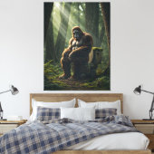 Bigfoot op de wc in het Bos Canvas Afdruk (Insitu (Slaapkamer))