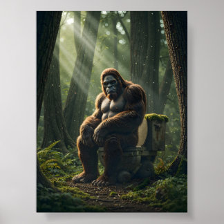 Bigfoot op de wc in het Bos Poster