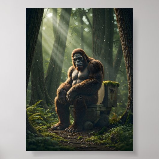 Bigfoot op de wc in het Bos Poster (Voorkant)