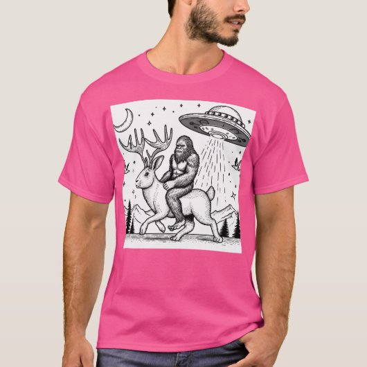 Bigfoot op een Jackalope T-shirt (Voorkant)