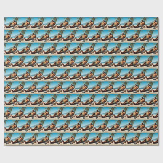 Bigfoot Op het strand Cadeaupapier (Vlak)