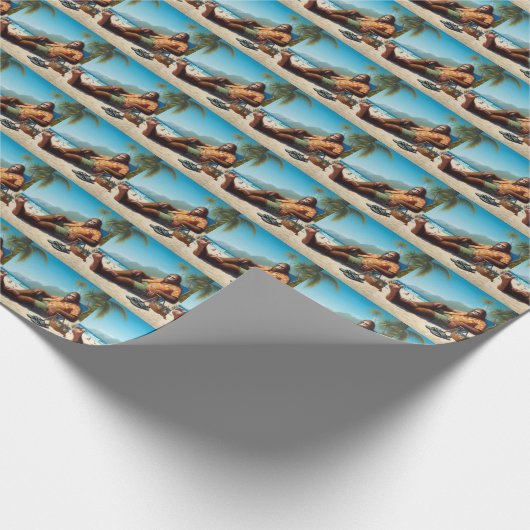 Bigfoot Op het strand Cadeaupapier (Hoek)