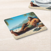 Bigfoot Op het strand Kartonnen Onderzetters (Schuin)