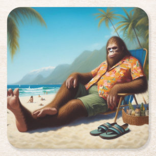 Bigfoot Op het strand Kartonnen Onderzetters