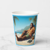 Bigfoot Op het strand Papieren Bekers (Achterkant)