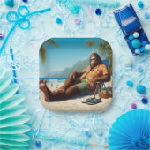 Bigfoot Op het strand Papieren Bordje (Feest)