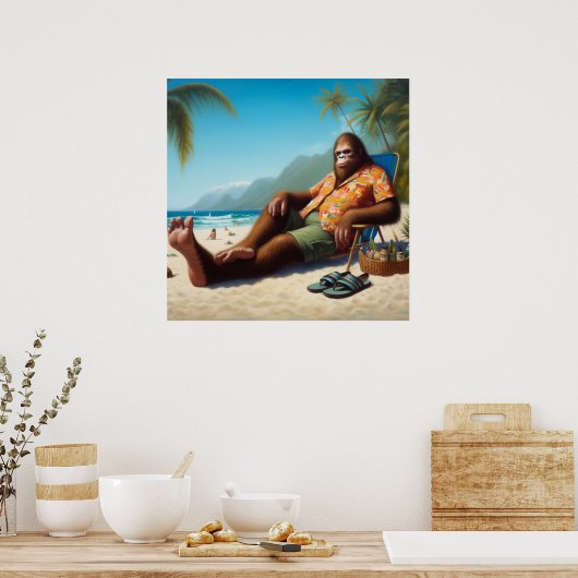 Bigfoot Op het strand Poster (Keuken)