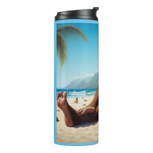 Bigfoot Op het strand Thermosbeker (Gedraaid links)