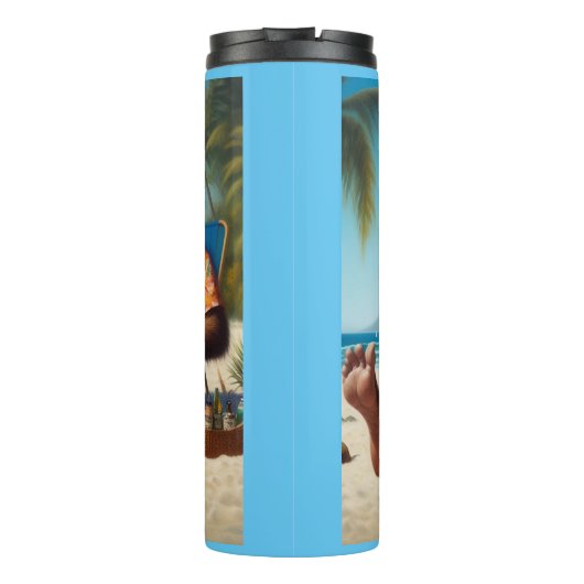 Bigfoot Op het strand Thermosbeker (Achterkant)