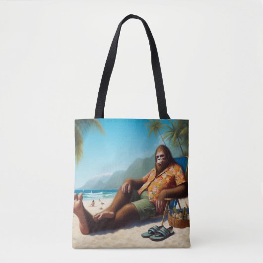 Bigfoot Op het strand Tote Bag (Voorkant)
