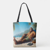 Bigfoot Op het strand Tote Bag (Achterkant)