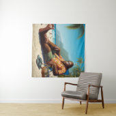 Bigfoot op het strand wandkleed (In Situ (horizontaal))