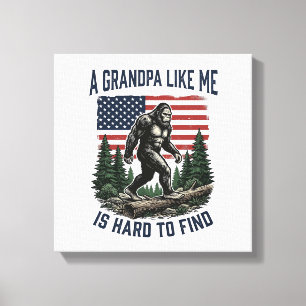 Bigfoot Opa Vintage Amerikaanse Vlag Shirt Ontwerp Canvas Afdruk