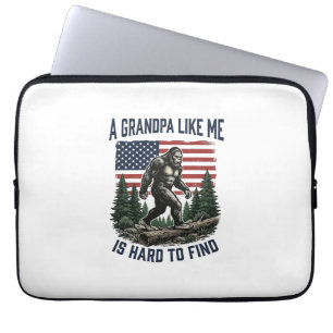 Bigfoot Opa Vintage Amerikaanse Vlag Shirt Ontwerp Laptop Sleeve