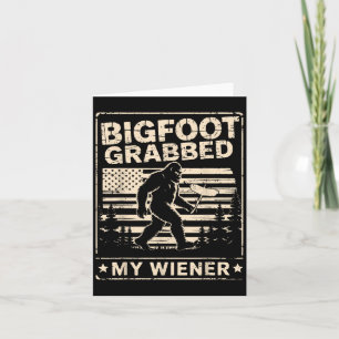 Bigfoot pakte mijn Wiener USA vlag Funny Sasquatch Kaart