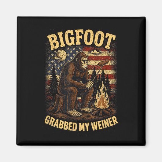 Bigfoot pakte worst grappige sasquatch grap joke m magneet (Voorkant)