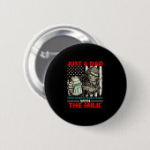 Bigfoot papa met de melk grappige vaderdag ronde button 5,7 cm (Voorkant /achterkant)