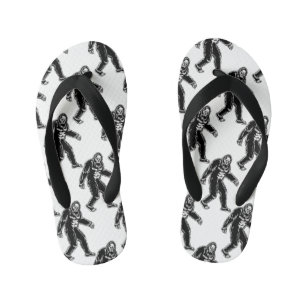 Bigfoot Pattern Black White Sasquatch Monster Kinder Teenslippers
