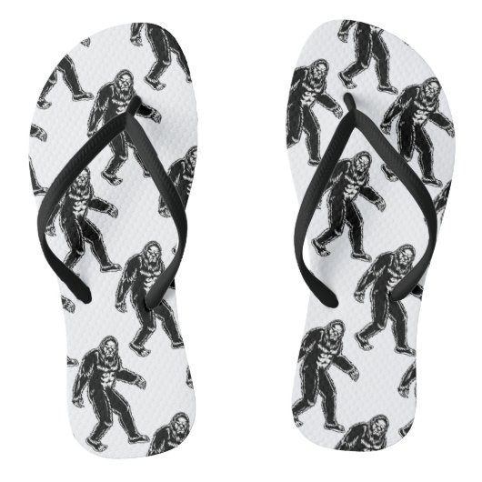 Bigfoot Pattern Black White Sasquatch Monster Teenslippers (Voetbed)