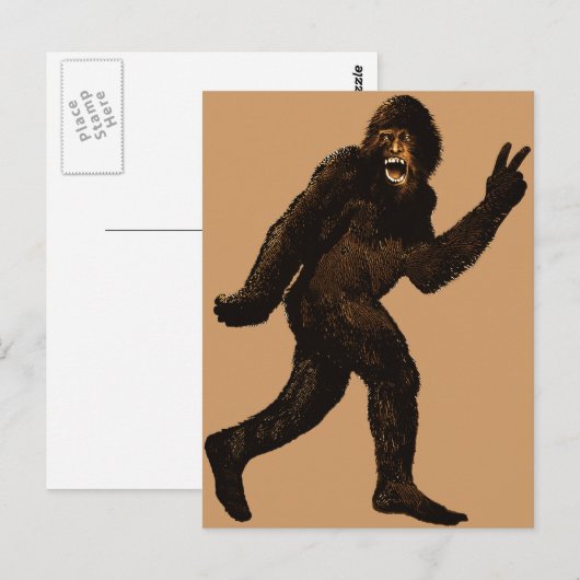 Bigfoot Peace Sign Briefkaart (Voorkant / Achterkant)