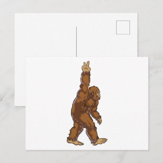 Bigfoot Peace Sign Briefkaart (Voorkant / Achterkant)