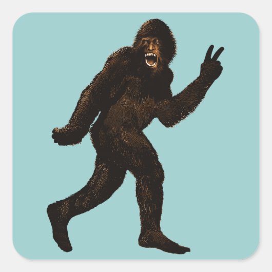 Bigfoot Peace Vierkante Sticker (Voorkant)