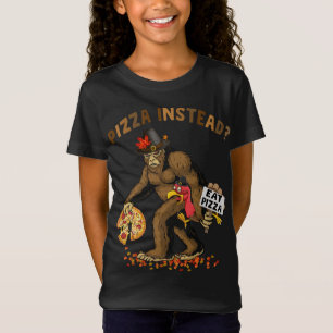 Bigfoot Pelgrim Turkije Pompoen Eet Pizza Thanksgi T-shirt