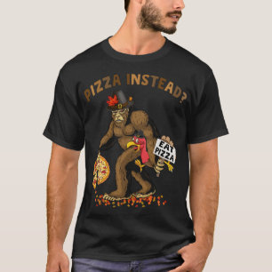 Bigfoot Pelgrim Turkije Pompoen Eet Pizza Thanksgi T-shirt