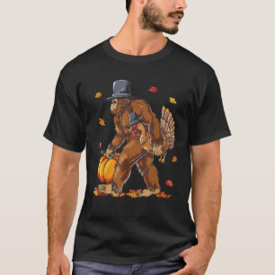 Bigfoot Pelgrim Turkije Pompoen Grappige Thanksgiv T-shirt