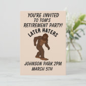 BIGFOOT PENSIONERING PARTY AANGEPASTE UITNODIGINGE KAART (Staand voorkant)