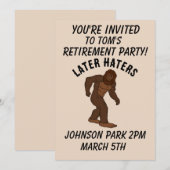 BIGFOOT PENSIONERING PARTY AANGEPASTE UITNODIGINGE KAART (Voorkant / Achterkant)