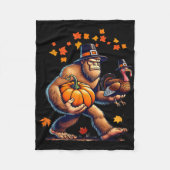 Bigfoot Pilgrim Hat Turkey Day Pumpkin Thanksgivin Fleece Deken (Voorkant)