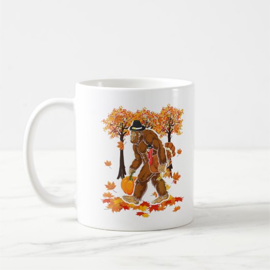 Bigfoot Pilgrim Turkey Pumpkin Thanksgiving Day Bo Koffiemok (Links)