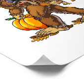 Bigfoot Pilgrim Turkey Pumpkin Thanksgiving Day Bo Poster (Hoek)