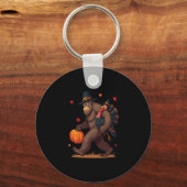 Bigfoot Pilgrim Turkey Pumpkin Thanksgiving Day Bo Sleutelhanger (Voorkant)