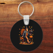 Bigfoot Pilgrim Turkey Pumpkin Thanksgiving Day Bo Sleutelhanger (Voorkant)