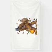 Bigfoot Pilgrim Turkey Pumpkin Thanksgiving Day Bo Spandoek (Verticaal)