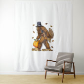 Bigfoot Pilgrim Turkey Pumpkin Thanksgiving Day Bo Wandkleed (In situ)