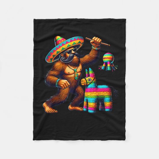 Bigfoot Piñata Cinco De Mayo Mexicaanse Sasquatch Fleece Deken (Voorkant)