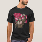 Bigfoot Pink Ribbon Flag Borstkanker Bewustzijn T-shirt (Voorkant)