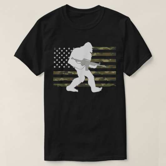 Bigfoot Pistool Owner Camo US American Flag Sasqua T-shirt (Design voorkant)