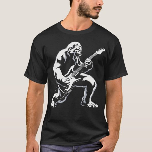 Bigfoot Playing Guitar Rock And Roll Music Band Sa T-shirt (Voorkant)