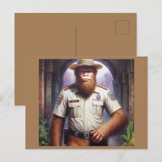 Bigfoot Politieman Briefkaart (Voorkant / Achterkant)