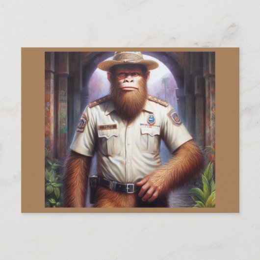 Bigfoot Politieman Briefkaart (Voorkant)