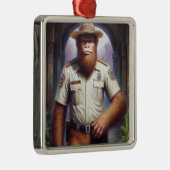 Bigfoot Politieman Metalen Ornament (Rechts)