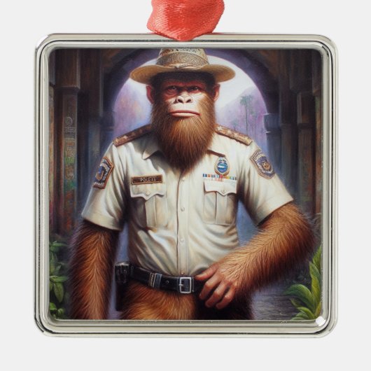 Bigfoot Politieman Metalen Ornament (Voorkant)