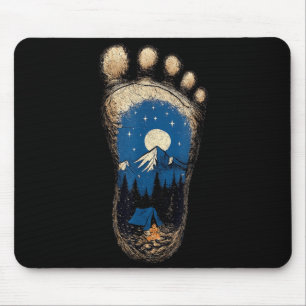 Bigfoot pootafdruk kamperen berg sasquatch muismat