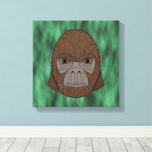 Bigfoot portret 1 (ape-achtig) canvas afdruk (Insitu (Houten vloer))